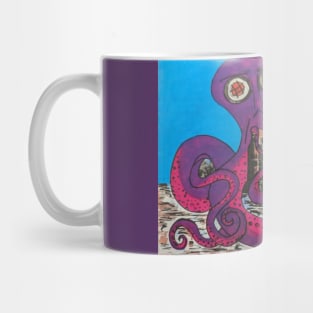 Purple Octopus Attack on School Mug